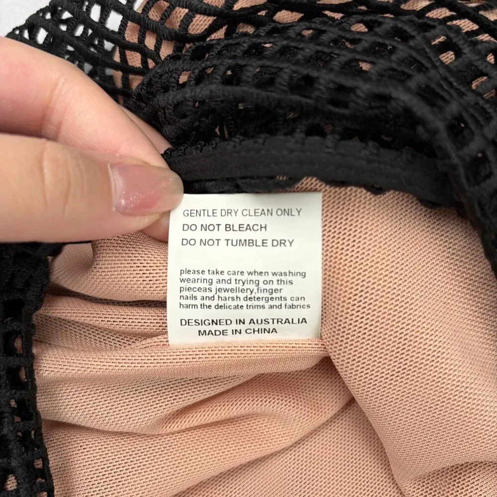 ELLIATT Velosity Midi Cocktail Dress Women's XS Black Neutral Lace Mesh Evening - Picture 10 of 11